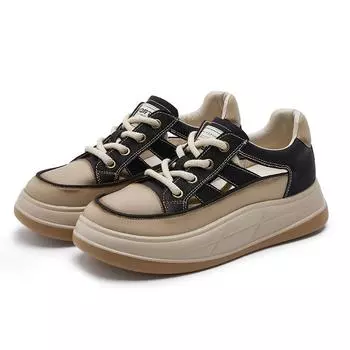 Женские сандалии Retro Inner Elevation Shoes Кожаные маленькие белые туфли Кроссовки 34 чёрный