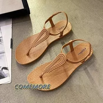 Women‘s Sandals Sexy Rome Clip Toe Beach Flip Flops Summer 2024 New Fashion Outdoor Flats Shallow Shoes for Women Zapatos Mujer 36-37 чёрный