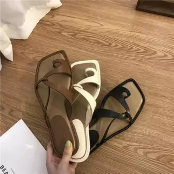 Women s Sandals Summer New 2024 Women Casual Flat Shoes Non-slip Sandals Outdoor Clip Toe Flip Flops Women Beach Mules Pantuflas 35