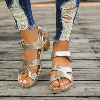 Женские сандалии на толстом каблуке с открытым носком, повседневная обувь, прогулочные туфли, новые модные сандалии для женщин 36