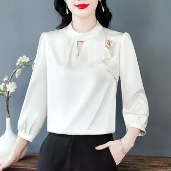 Women s Satin Hollow Top - Trendy Spring 2024 Style XL
