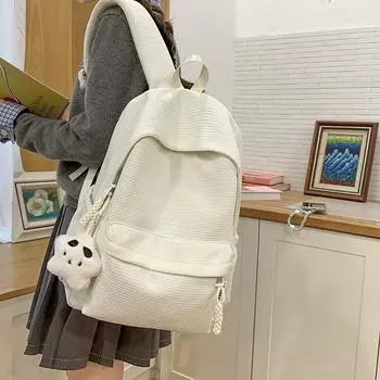 Women s Schoolbag Solid Color Student Backpack чёрный