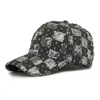 Women s Sequin Baseball Cap Men Denim Cap Outdoor Sun Protection Sun Hat чёрный