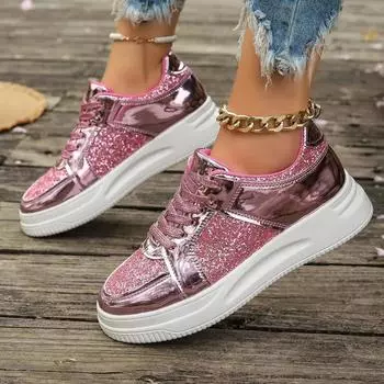 Women s Sequin Fashion Trend Sneakers Casual Sports Shoes Breathable Lightweight Large Flat Women s Shoes Zapatos De Mujer 36