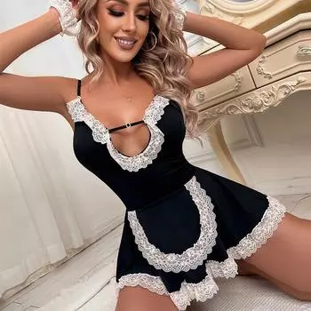 Женское сексуальное нижнее белье кружевной костюм горничной для соблазнения большого размера новый костюм униформы горничной S