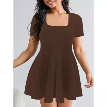 Women s Sexy Low-neck Dress Waist Slimming Dress Anti-slip Shorts S