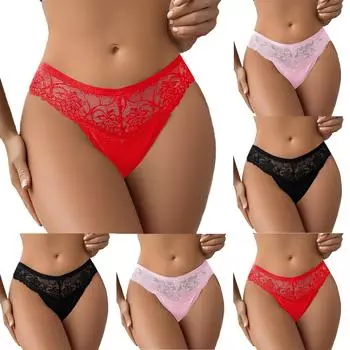 Women s Sexy Tie Cross Bow Embroidered Low Waist Panties L