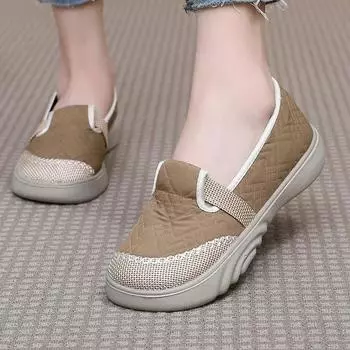 Women s Shoes 2024 Autumn New Breathable Soft Sole Comfortable Casual Shoes Fashion Linen Anti Slip Platform Outdoor Single Shoe 35 чёрный