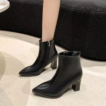 Women s Shoes 2024 Brand Ankle Women s Boots Classics Modern Boots Women Solid Zipper Roun 36 чёрный