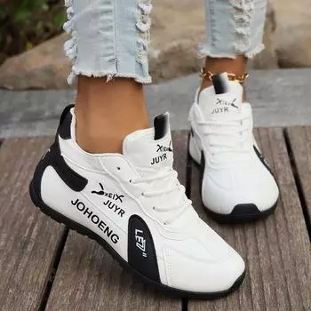 Women s Shoes 2024 Fashion Round Toe Low Top Women s Sports Shoes Large Size Color Block Lace Up Women s Vulcanized Shoes 35