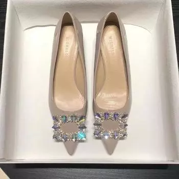 Women s Shoes 2024 Fashion Shallow Women s High Heels Hot Sale Crystal Solid Office and Career Sexy Pointed Toe Heels Women 35 чёрный