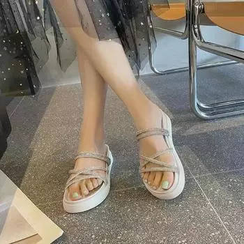 Женская обувь 2024 года, высококачественные базовые женские тапочки, новые модные повседневные тапочки для женщин с кристальной губчатой подошвой, женские 35 покинуть белый