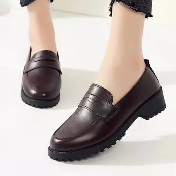 Women s Shoes 2024 High Quality Slip on Women s Pumps Autumn Round Toe Solid Solft Sole Casual Comfortable Low-heeled Loafers 35 чёрный