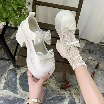 Women s Shoes 2024 Hot Sale Mary Janes Fashion Butterfly-knot Office and Career New Round Toe Buckle Strap High Heels Zapatos 35