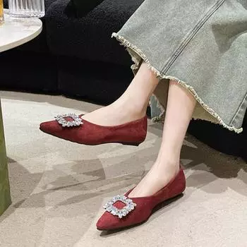 Women s Shoes 2024 Hot Sale Pointed Toe Women s Pumps One-word Buckle High Heels Square Heel Solid Heeled Sandals Women 35 бежевый