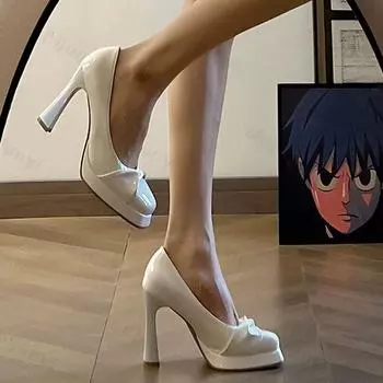 Women s Shoes 2024 New Fashion High Heels Women s Wedding Shoes Solid Sequin Round Toe Elegant Women s High Heels Zapatos 35 чёрный