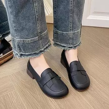 Women s Shoes 2024 New Slip-on Women s High Heels Summer Round Toe Fashion Solid Breathable Office and Career Heeled Sandals 36 чёрный
