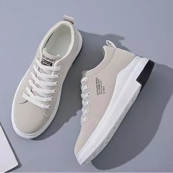 Women s Shoes 2024 Spring/Autumn New Board Shoe Summer Fashion Versatile Student Breathable Casual Shoes Women Sneakers 35 бежевый