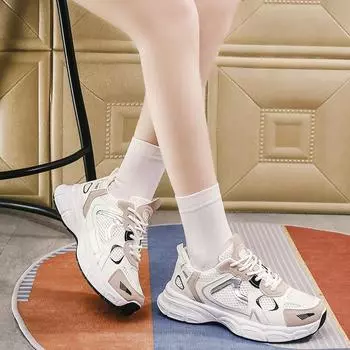 Women s shoes 2024 women s casual single shoes trendy dad shoes mesh breathable fashion women s sneakers 36 белый