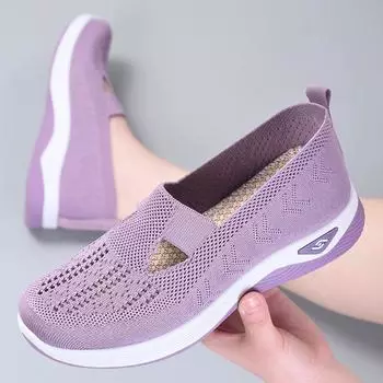 Women s shoes 2025 spring and summer shoes large size shoes women s cloth shoes one pedal fly-woven mesh shoes mother shoes 36