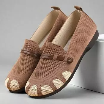 Women s shoes 2025 spring/summer new style shallow mouth flat bottom mother s shoes breathable mesh shoes comfortable loafers 36