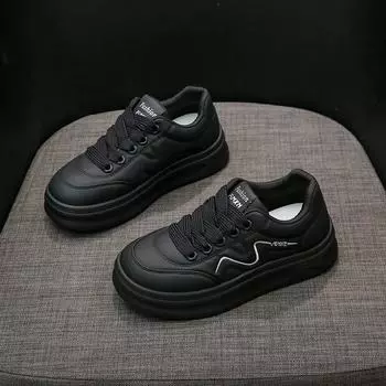 Women s Shoes Autumn New Flat Bottomed Casual Shoes Woman Sneakers Round Toe Platform Sports Shoes 35 чёрный
