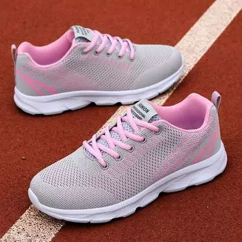 Women s shoes breathable fly-woven mesh sneakers 2025 new fashion trend versatile running shoes lightweight casual trendy shoes 35