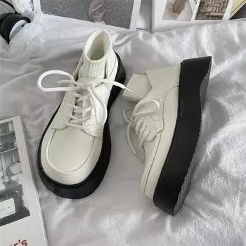 Женская обувь в британском стиле, маленькие кожаные туфли 2024 года, осень, новые японские туфли Мэри Джейн на платформе в стиле ретро со шнуровкой, модные одинарные туфли 35