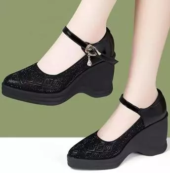 Women s Shoes Buckle Strap Women s High Heels Fashion Crystal Office and Career Sexy Pointed Toe Shoes for Women 35