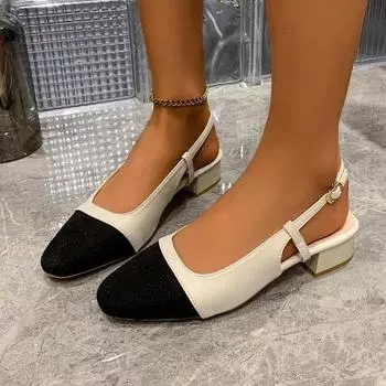 Women s Shoes Buckle Strap Women s High Heels Fashion Color Matching Office and Career New Plus Size Closed Toe Sandals 35 абрикосовый