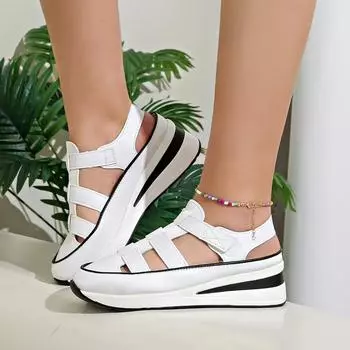 Women s Shoes Closed Toe Women s Sandals Fashion Plus Size Casual Sandal Swomen Summer Buckle Strap Flat Sandals 36 белый