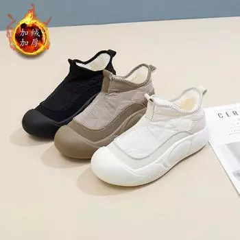Women s shoes cotton shoes 2024 winter new velvet versatile female students tide warm platform casual snow boots XW5811 35 бежевый