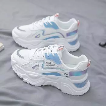 Женская обувь модная дышащая сетчатая универсальная повседневная обувь на шнуровке женская обувь на платформе кроссовки 35 зелёный