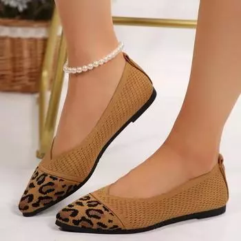 Women s Shoes High Quality Spring and Autumn Pointed Toe Shallow Mouth Fashion Leopard Color Slip-on Cloth Women s Flat Shoes 36 цветной печати леопарда
