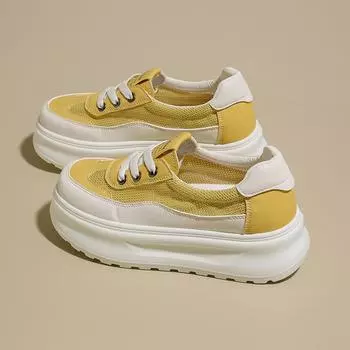 Women s shoes leather thick baseplate shoes women s new summer thin mesh breathable mesh shoes sports little white shoes 35