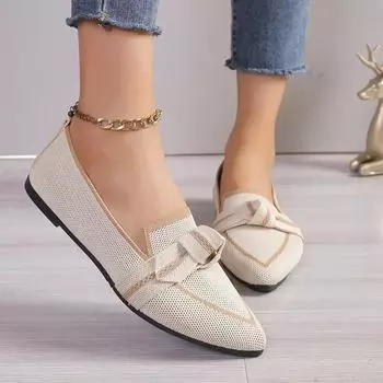 Women s Shoes Loafers Ballet Flats Pointed Toe Barefoot Slip-on Casual Low Heel Luxury Brand Woman Shoe New in Butterfly 39 коричневый