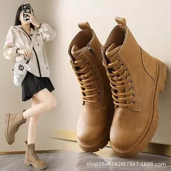 Women s shoes Martin boots 2024 autumn new trend fashion street youth trend Korean version walking boots trend shoes 35
