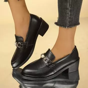 Women s Shoes New Slip on Women s High Heels Fashion Metal Decoration Office and Career Hot Sale Plus Size Heels Women 36