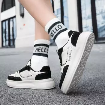 Women s shoes new spring breathable trend versatile sports and leisure board shoes thick sole heightening little white dad trendy shoes 35