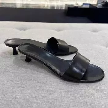 Women s Shoes on Sale 2024 New Open Toe Women s Slippers Summer Shallow Slingbacks Solid Sexy Stilettos or Thin Heels Slippers 35 чёрный