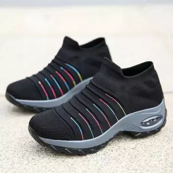 Женская обувь Кроссовки на платформе Мягкие дышащие Кроссовки для ходьбы Обувь для отдыха на открытом воздухе 35 чёрный