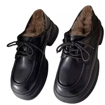 Women s Shoes Platform Black Flats Modis Shallow Mouth Oxfords Female Footwear Autumn Clogs Comfortable 2025 Leather Winter Dres 35 коричневый