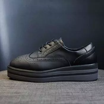 Women s Shoes Platform Shoes New Spring Autumn Versatile Leather Casual Single Shoes Zapatos De Cuero Casuales Para Mujeres 34