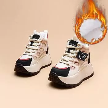 Women s Shoes Plus Velvet Shoes, Women s High-top Casual Sports Shoes, Winter All-match Thick-soled Daddy Shoes, Cold-proof Cotton Shoes 40 красный