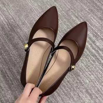 Women s Shoes Pumps Low Heel Mary Jane Elegant Casual Sandals Moccasin Korean Black Luxury Shallow New in On Offer 35 вино красного