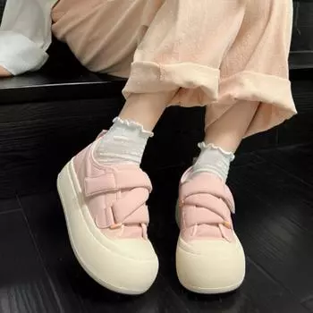 Women s Shoes Round Toe Cute Kawaii Female Footwear Pink High on Platform Cotton Cheap New Arrival 2024 Urban Autumn Shoe Casual 35