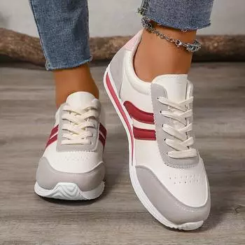 Women s Shoes Running Shoes 2025 Spring and Autumn New Agan Shoes Korean version of the breathable white shoes casual sneakers 35 красный