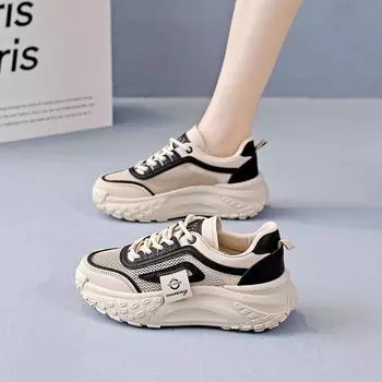 Women s shoes, sports shoes, women s summer new mesh shoes, women s breathable mesh hollow white board shoes, women 35 чёрный