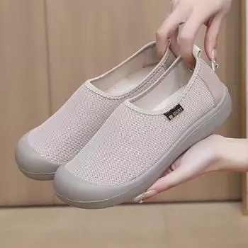 Women s shoes spring new breathable mesh shoes 2025 new shoes women s flying woven sports shoes women s light and casual 35 чёрный