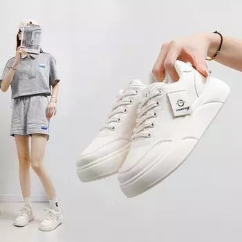 Женская обувь Весна Новые белые туфли Студенческая корейская обувь Ins Универсальные туфли с толстой подошвой Повседневная обувь Весна и осень Sh501 35